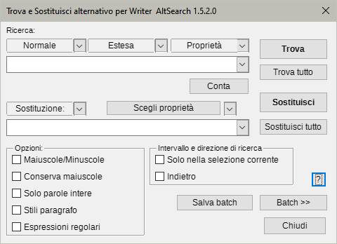 Finestra principale di AltSearch