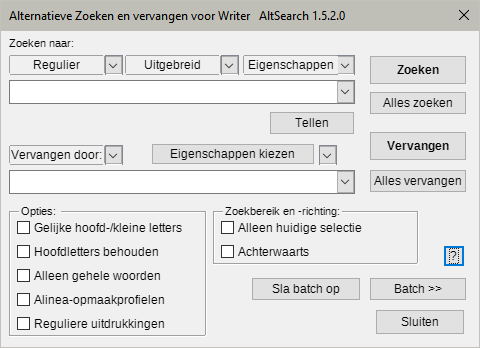 Dialoogvenster van AltSearch