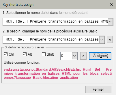 Raccourcis clavier